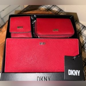 Red 3 Pc Wallet Set DKNY